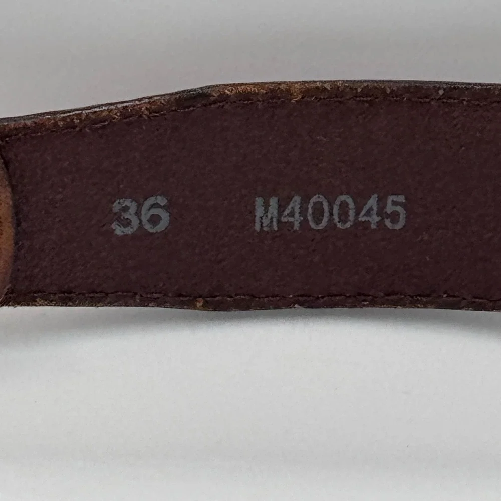Brighton‎ Western Brown Leather Belt Engraved Buckle Metal Tip Cowboy Style